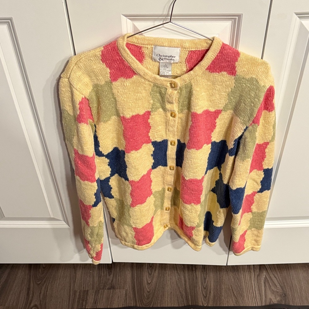 Christopher & Banks Women's Vibrant Patchwork Cardigan